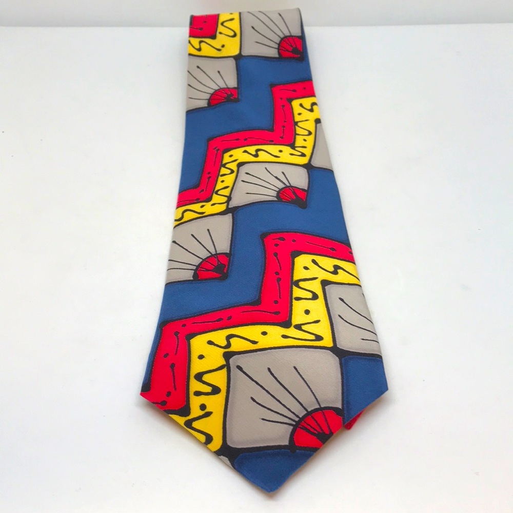 Vintage Rare Robert Daskal Retro Hand Painted & Signed Neck Tie